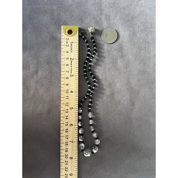 VTG Lot 2 Black & Clear Crystal Glass Bead Necklaces – Elegant Costume Jewelry - Picture 5 of 12